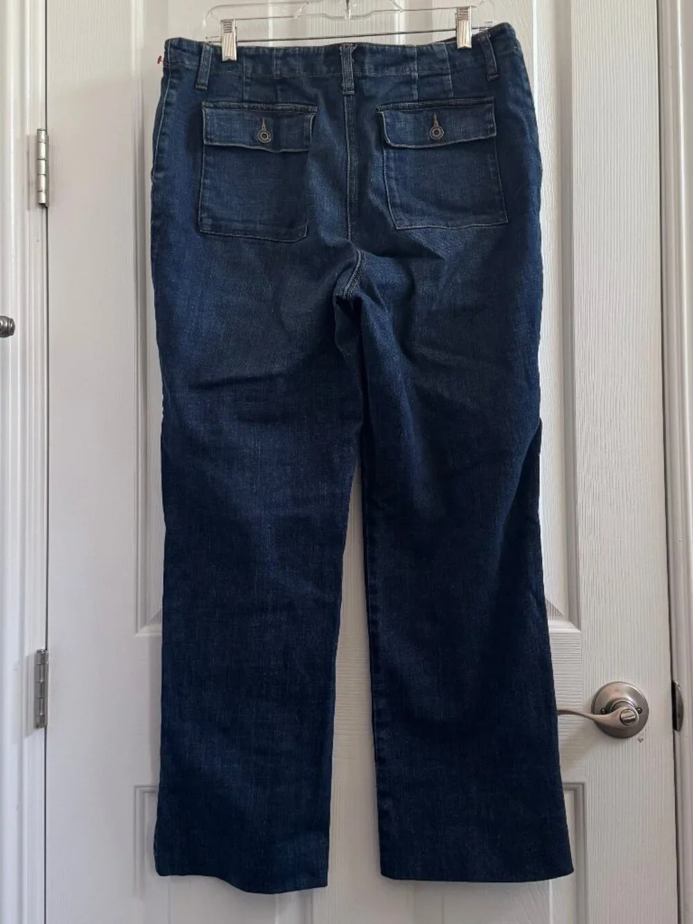 Talbots Wide Leg Stretch Dark Blue Denim Jean Pant Trouser Sz 12, Like New! - Picture 3 of 5